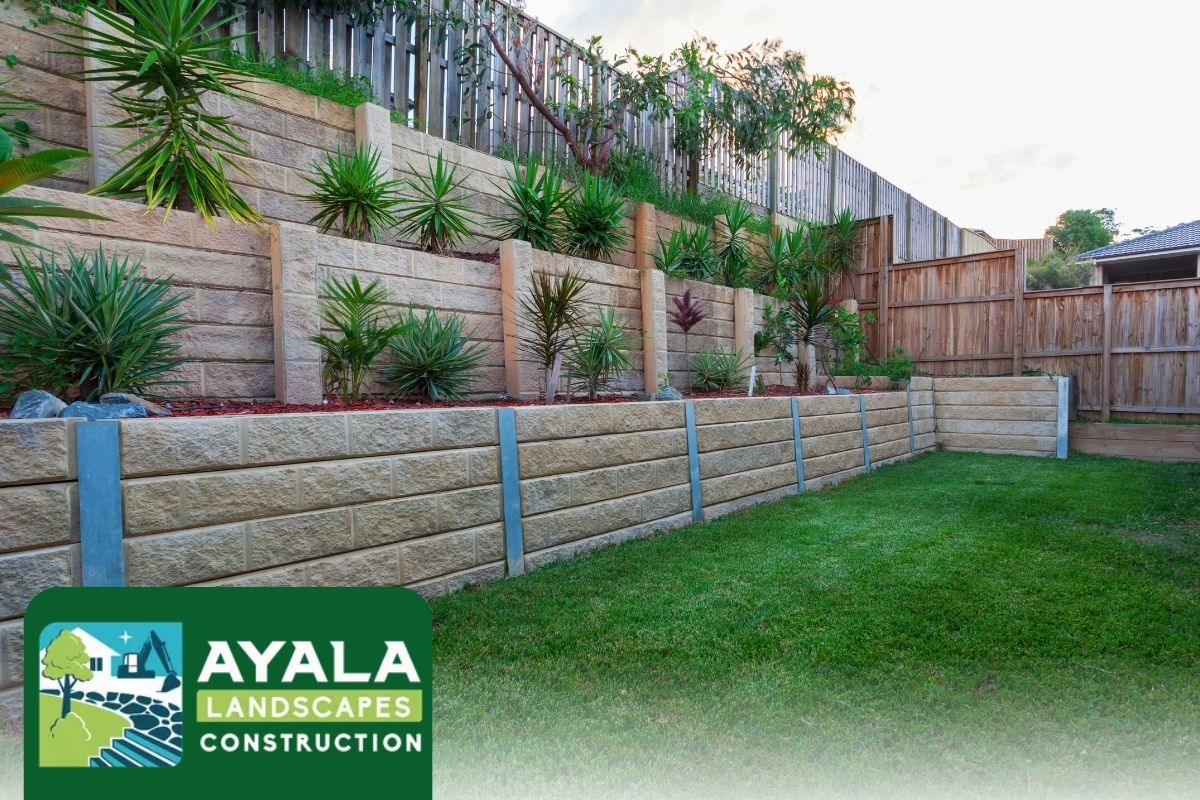 Well maintained retaining wall designed for erosion control