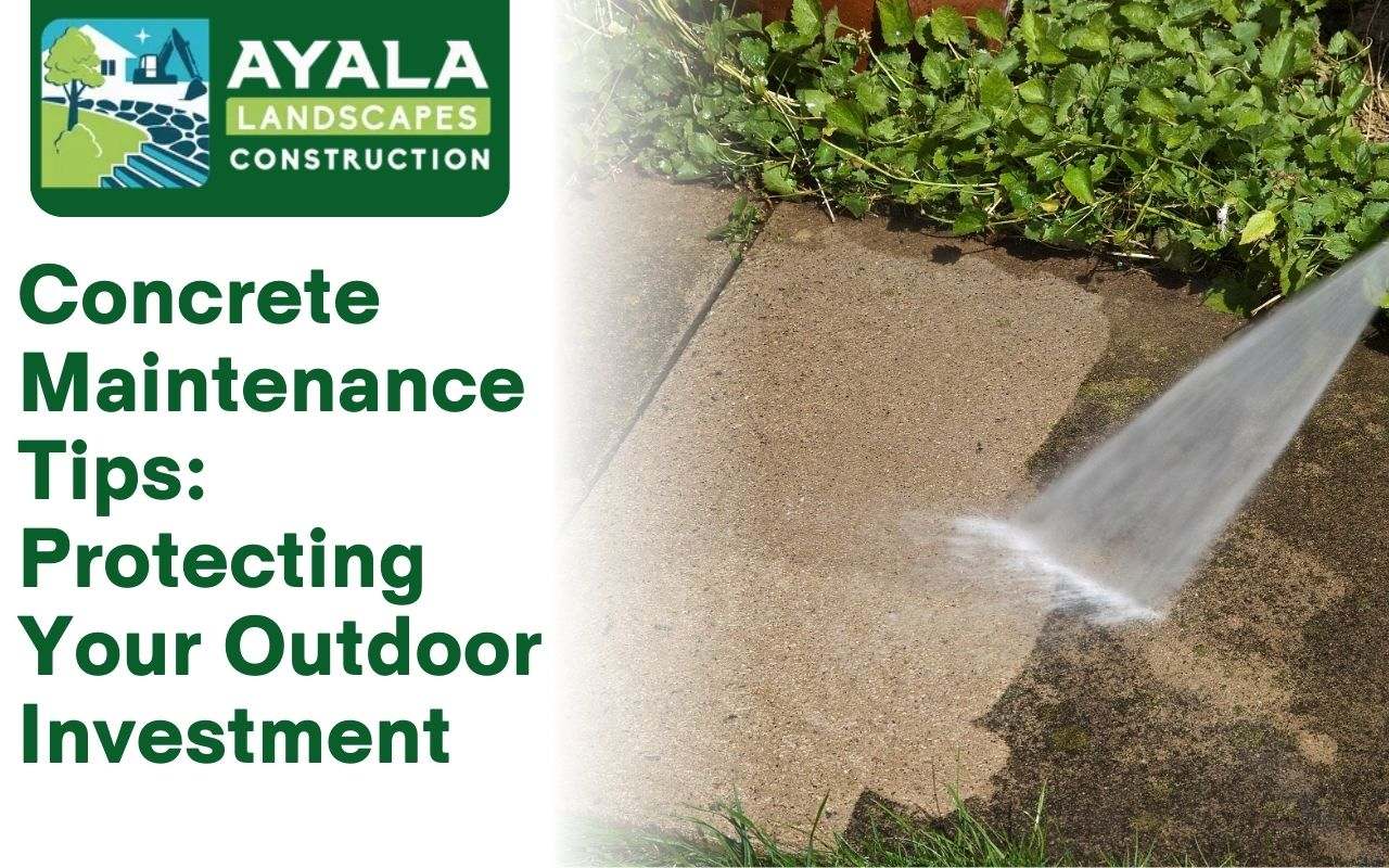 Cleaning concrete surfaces to maintain appearance.