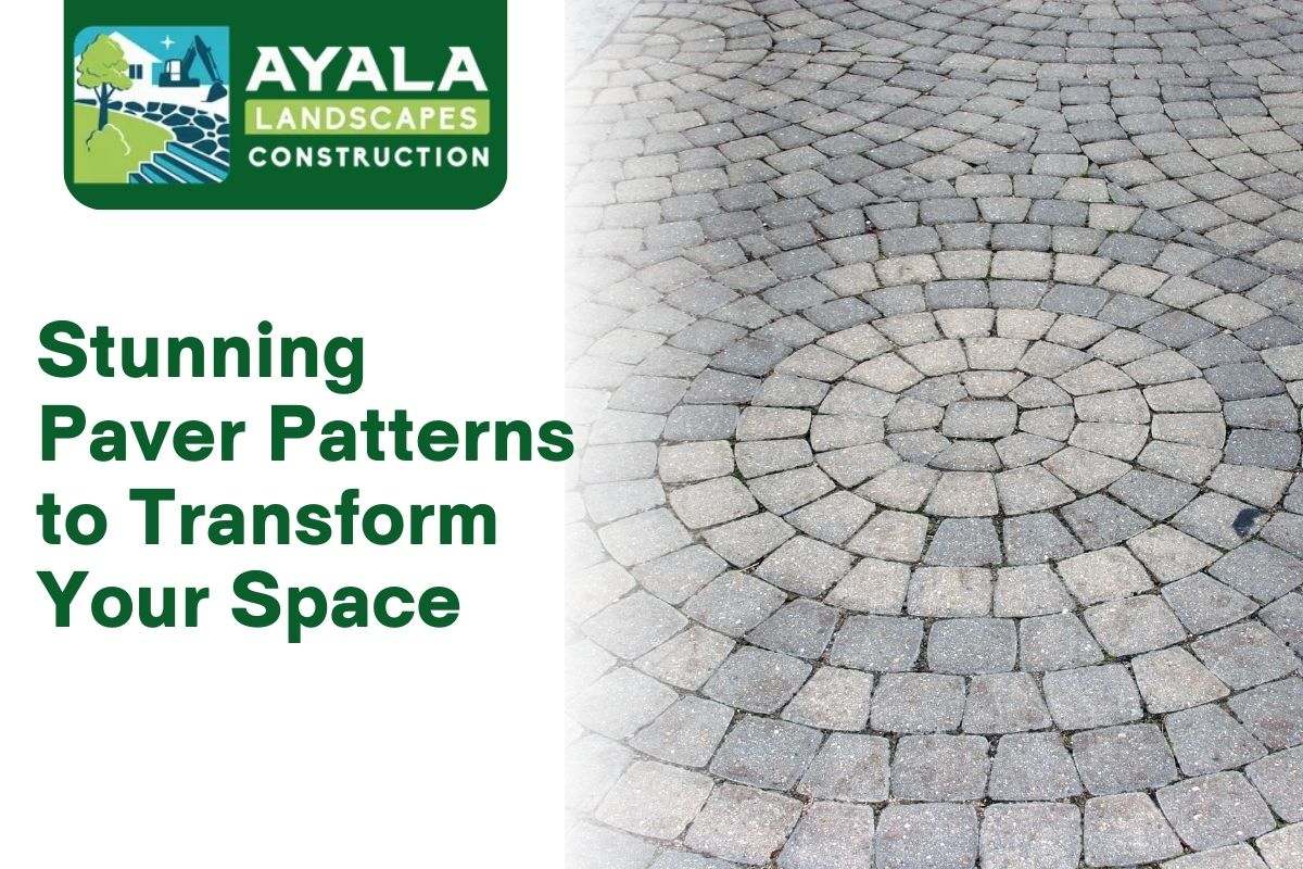 A driveway showcasing a herringbone paver pattern.