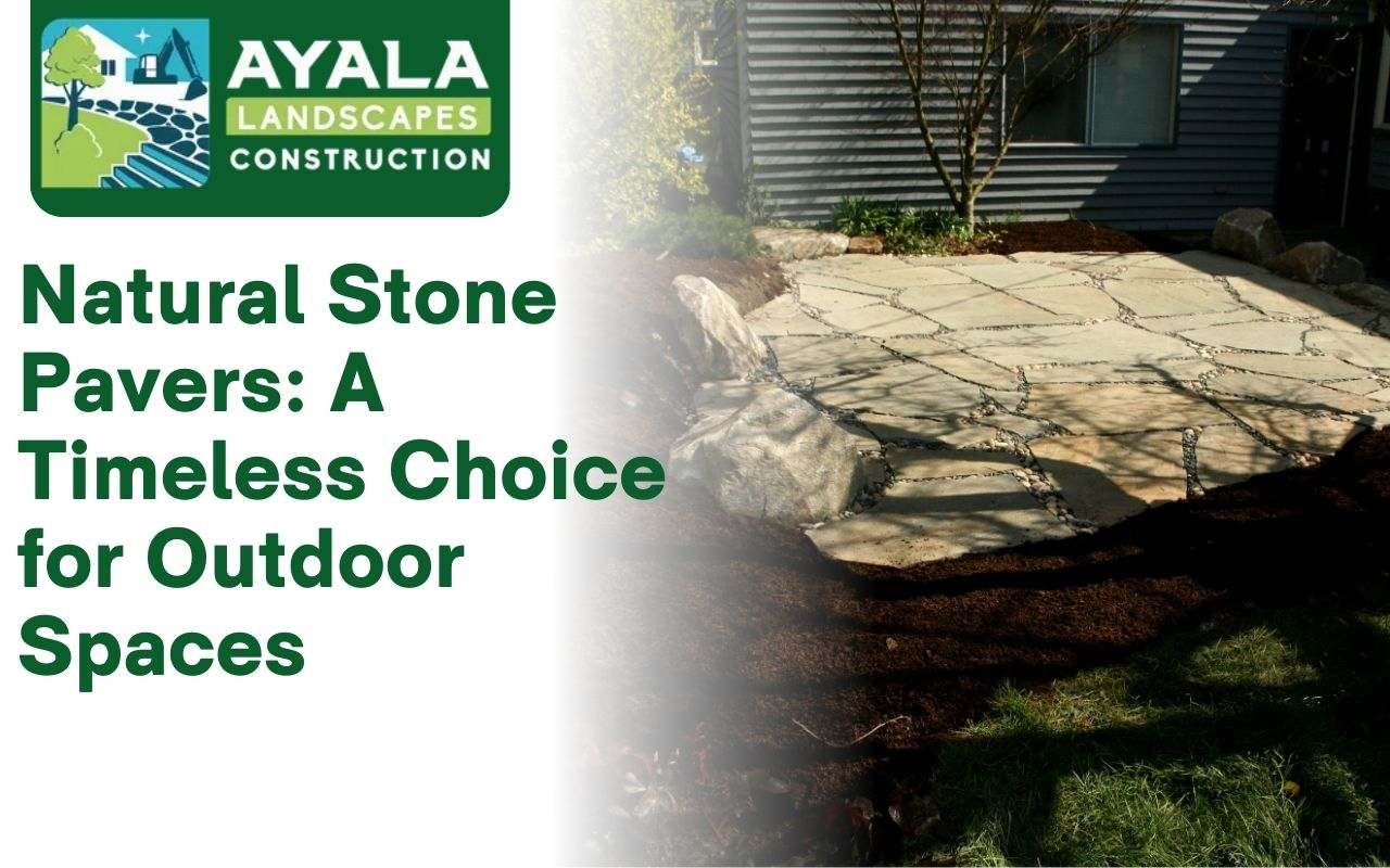 A stunning backyard patio made with flagstone pavers.