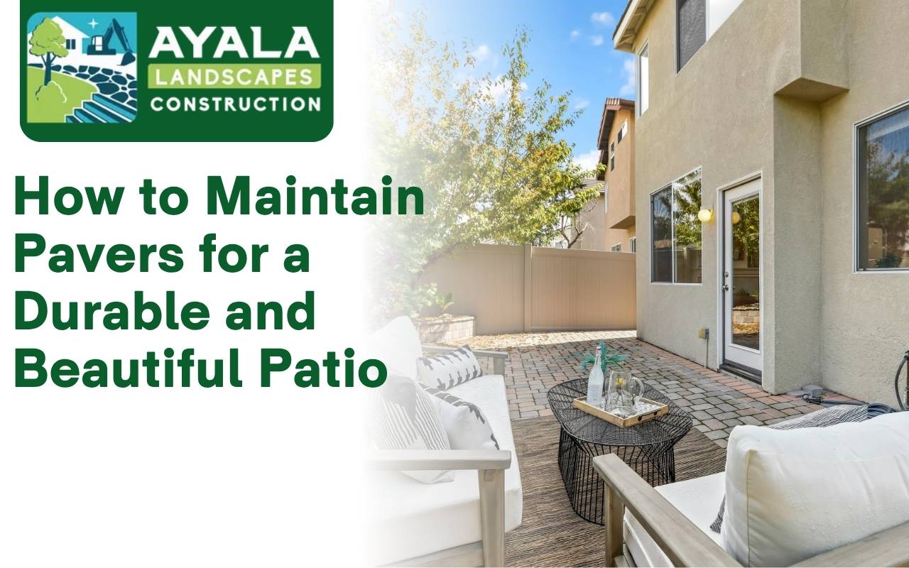 Outdoor furniture with pads placed on clean paver patio