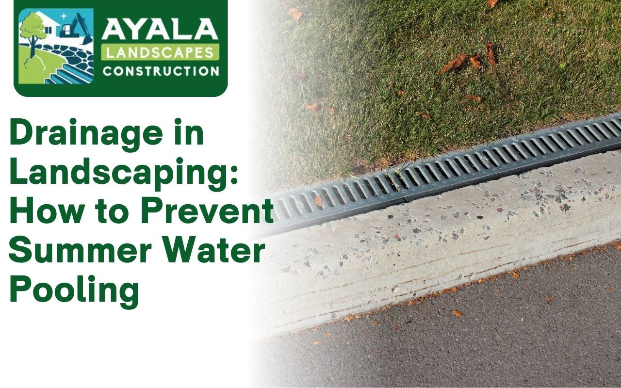 Landscape drainage system preventing summer water pooling
