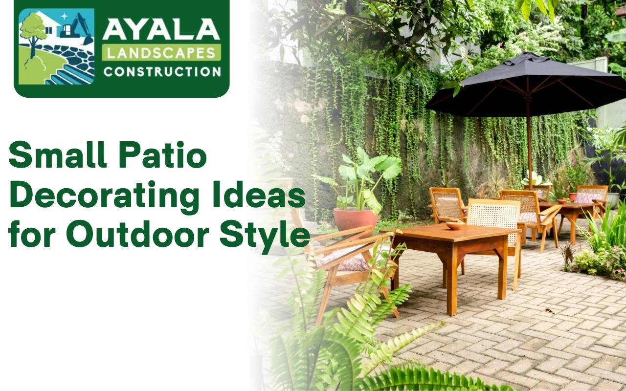 Small backyard patio with foldable furniture and pavers
