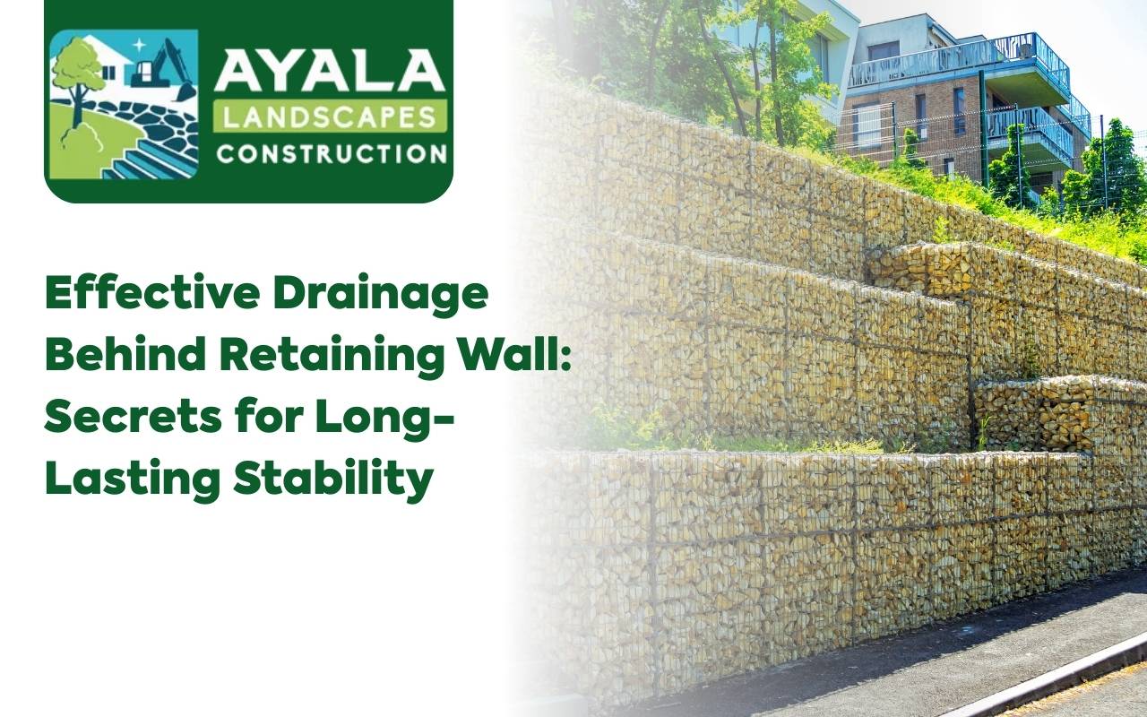 Gravel layer improving drainage behind retaining wall