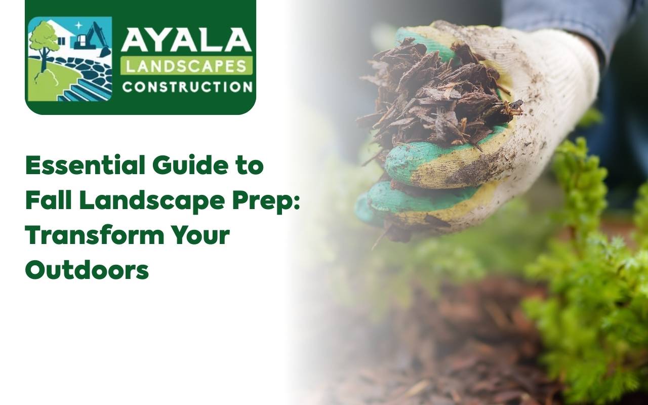 Mulching flower beds during fall landscape prep for winter protection