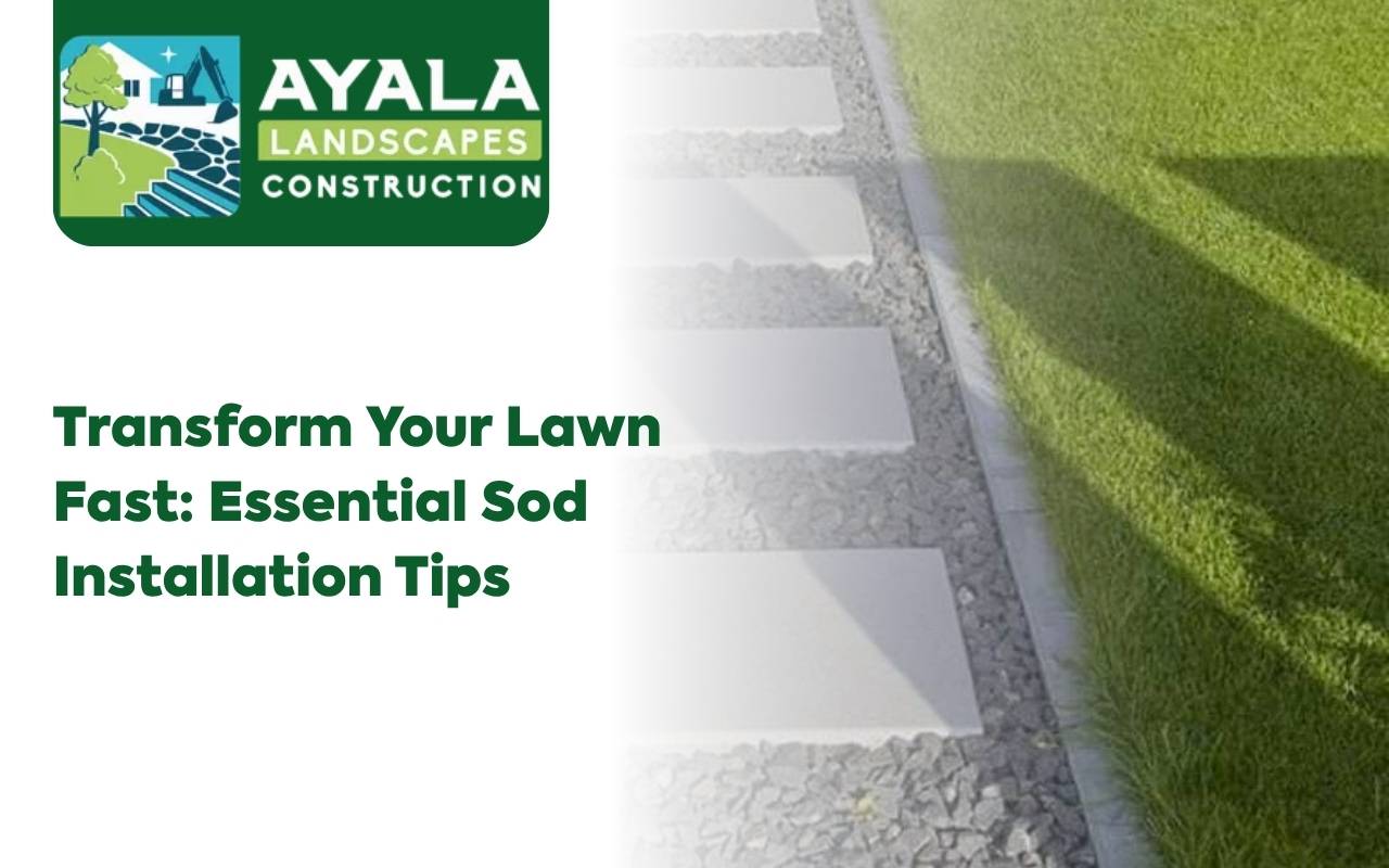 Green healthy lawn achieved with sod installation