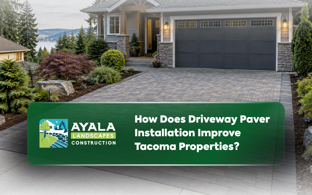 Completed driveway paver installation at a Tacoma property