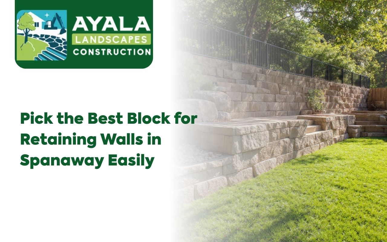 Best block for retaining walls in Spanaway shown in a finished backyard retaining wall.