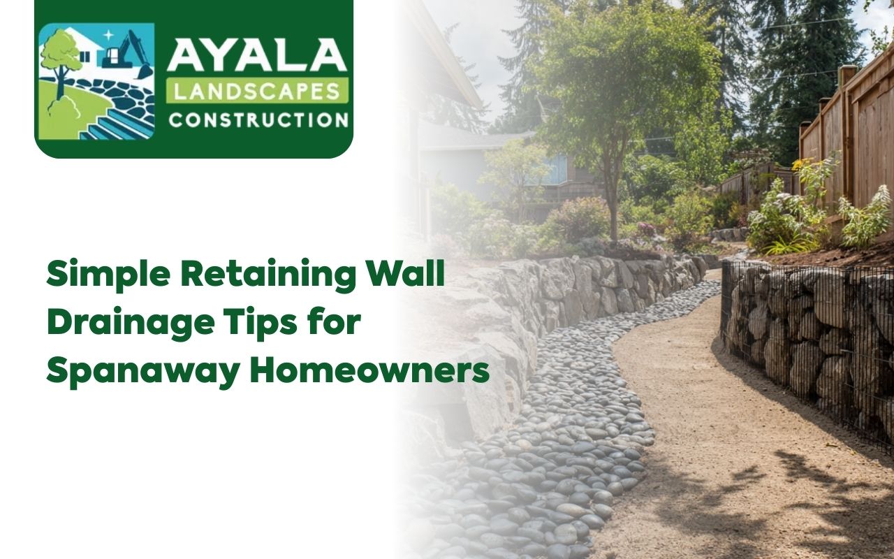 Retaining wall drainage in Spanaway with gravel backfill and outlet path behind a wall