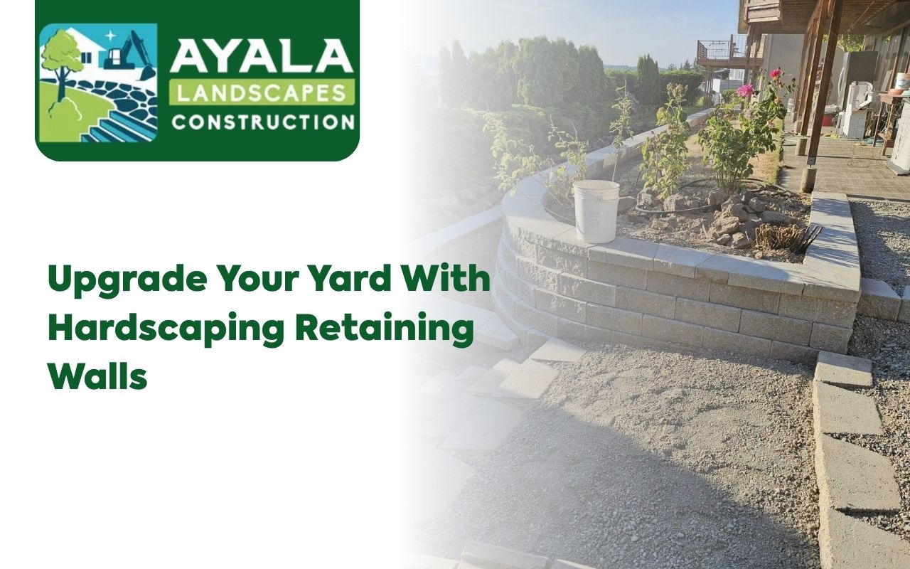 Hardscaping Retaining Walls creating a stone terrace and tiered garden in a backyard