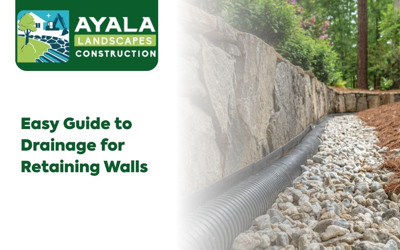 best drainage for retaining walls with gravel and pipe system behind a backyard wall
