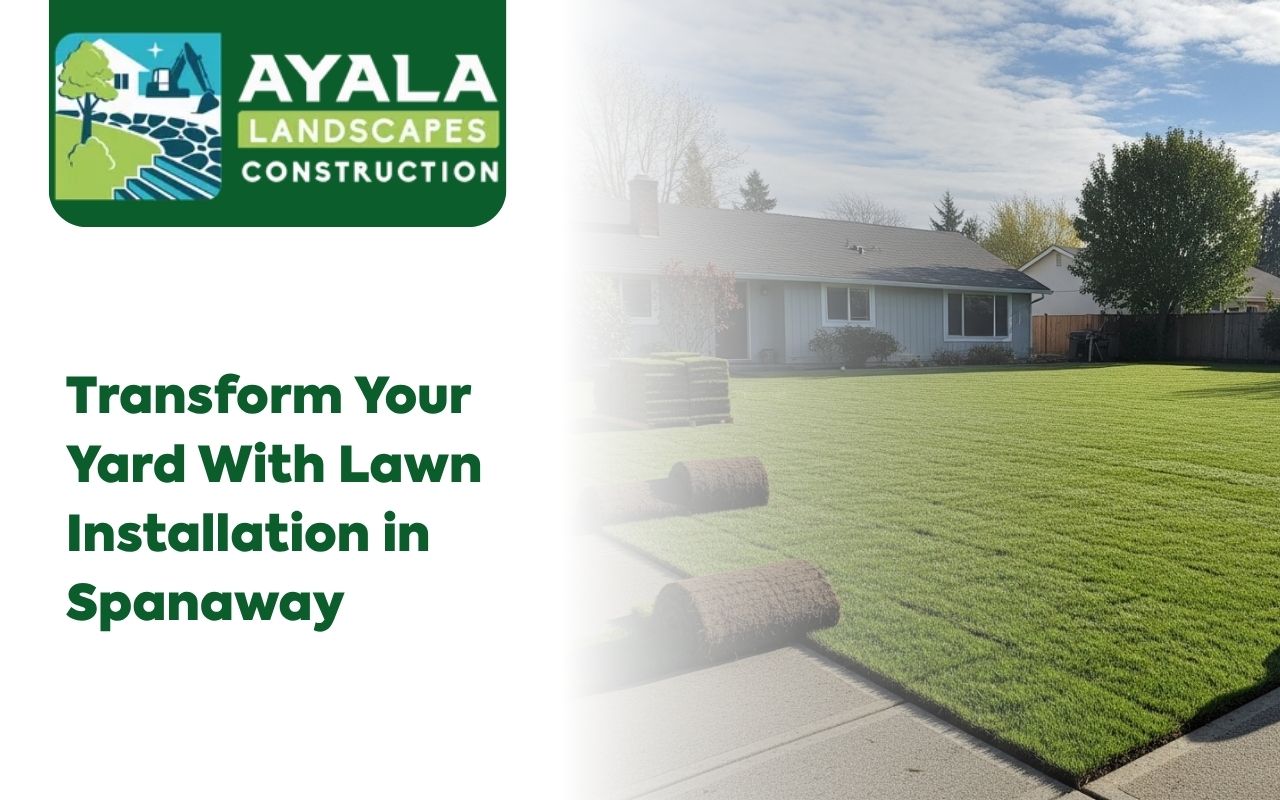 Lawn installation in Spanaway creating a fresh green yard