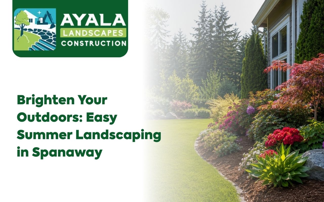 Summer landscaping in Spanaway with healthy grass and colorful plants