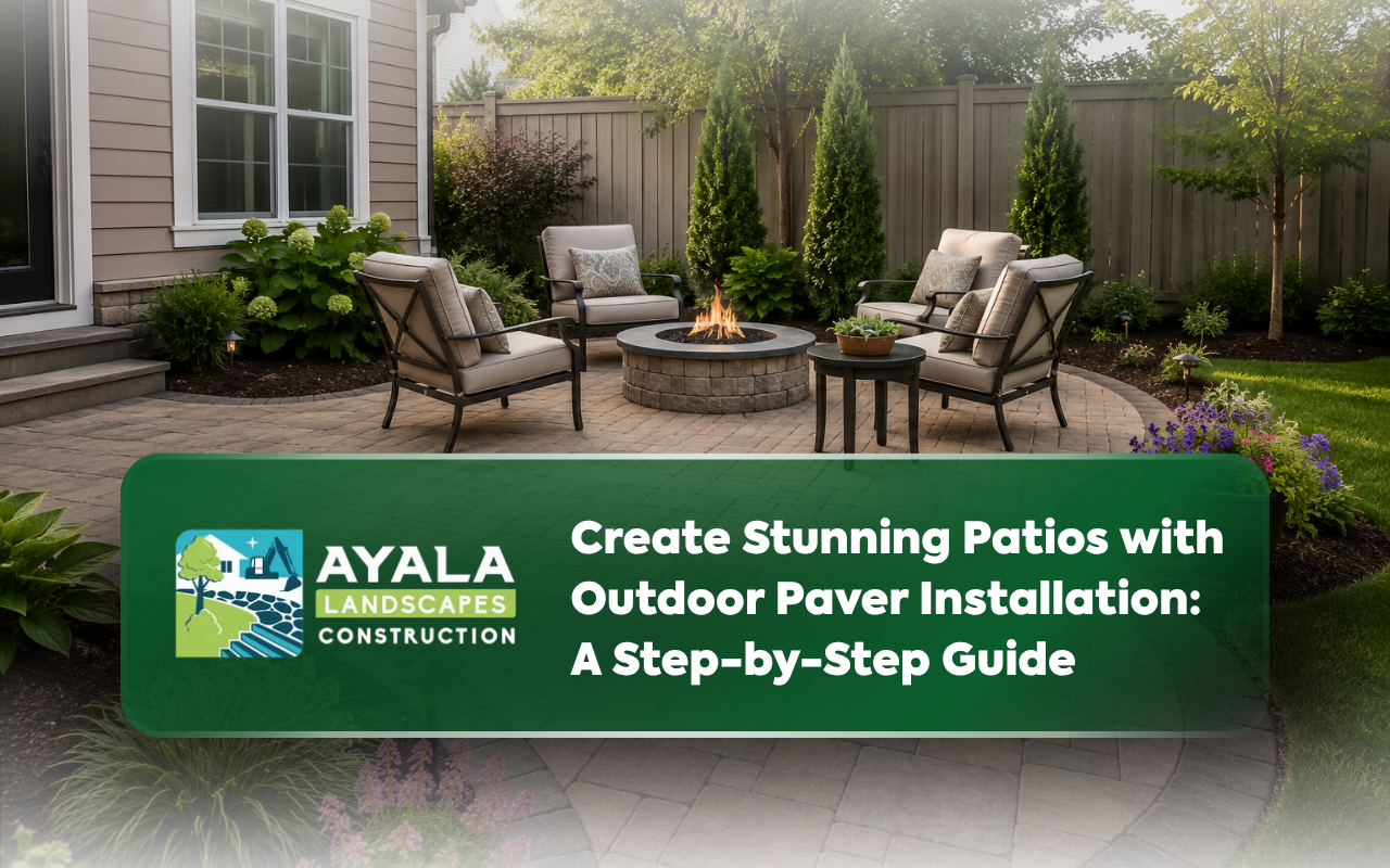 Outdoor paver installation layout for a comfortable backyard patio
