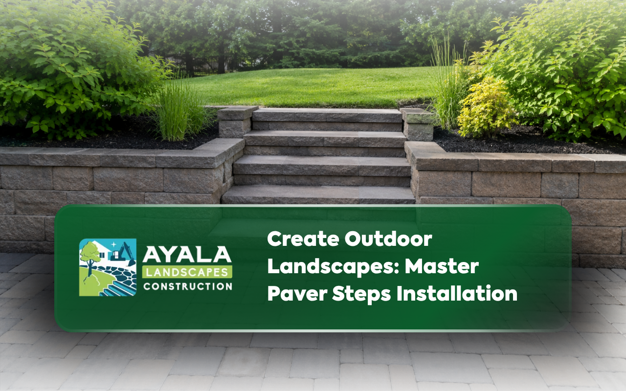 Paver steps installation connecting a patio to a backyard lawn