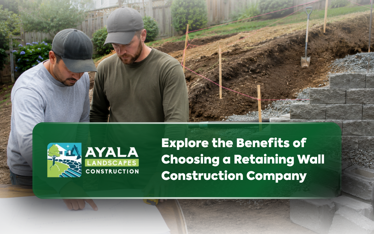 Retaining wall construction company planning a durable residential wall
