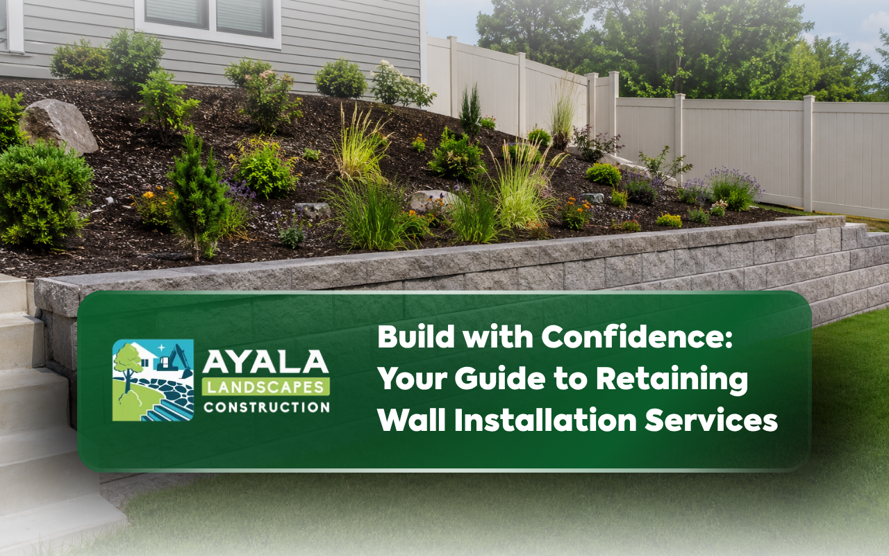 Retaining wall installation services for a sloped residential yard