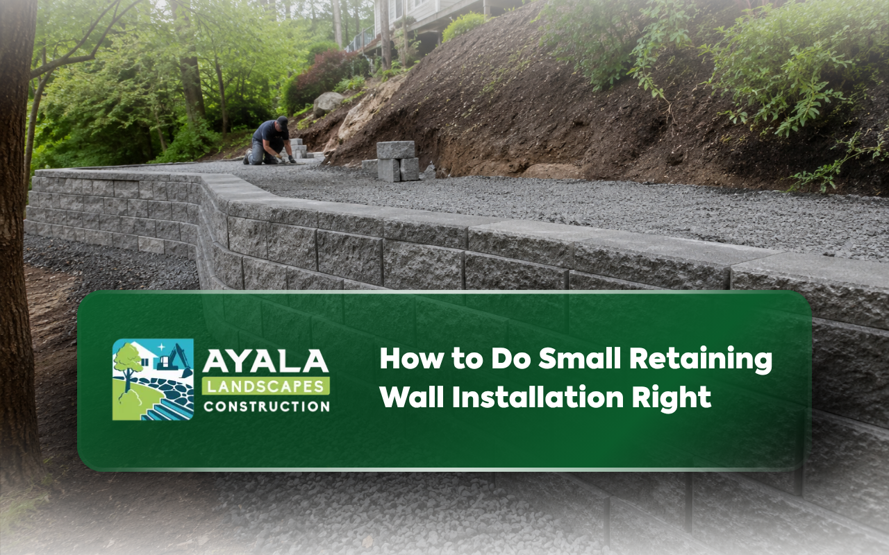 Small retaining wall installation defining a residential garden bed